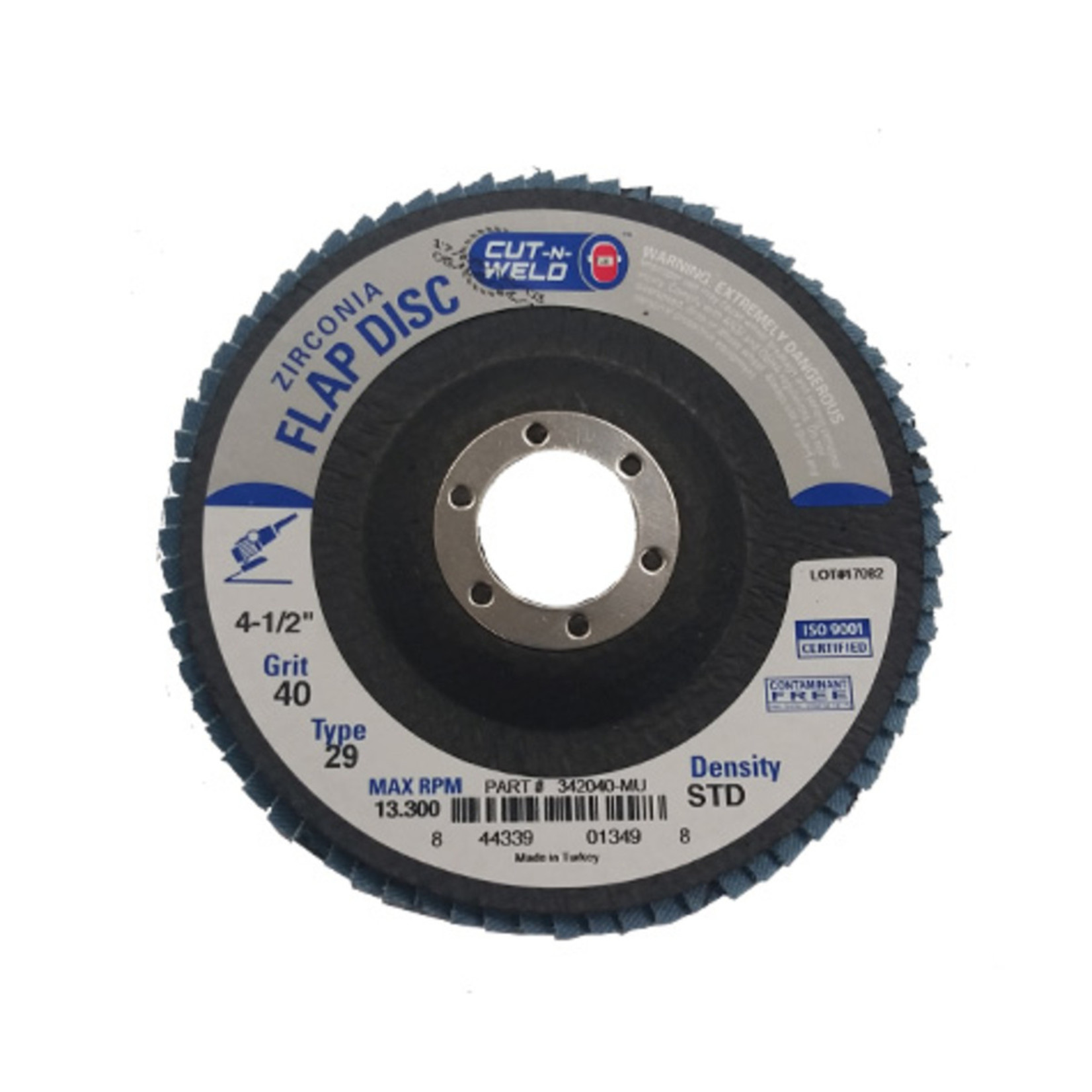 Cut-N-Weld CNW - T29 4.5" Flap Disc Grit 40 Standard