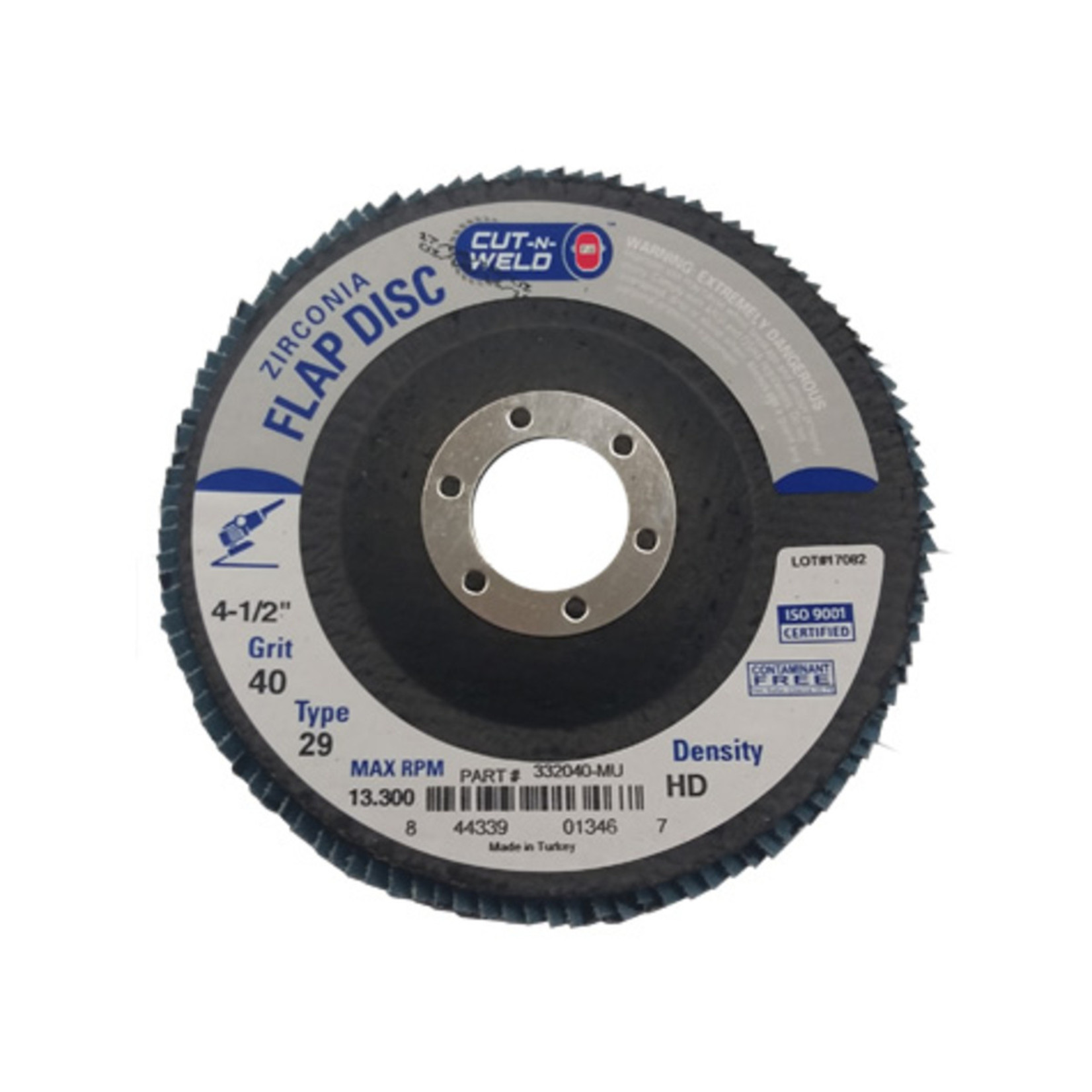 Cut-N-Weld CNW - T29 4.5" Flap Disc Grit 40 High Density