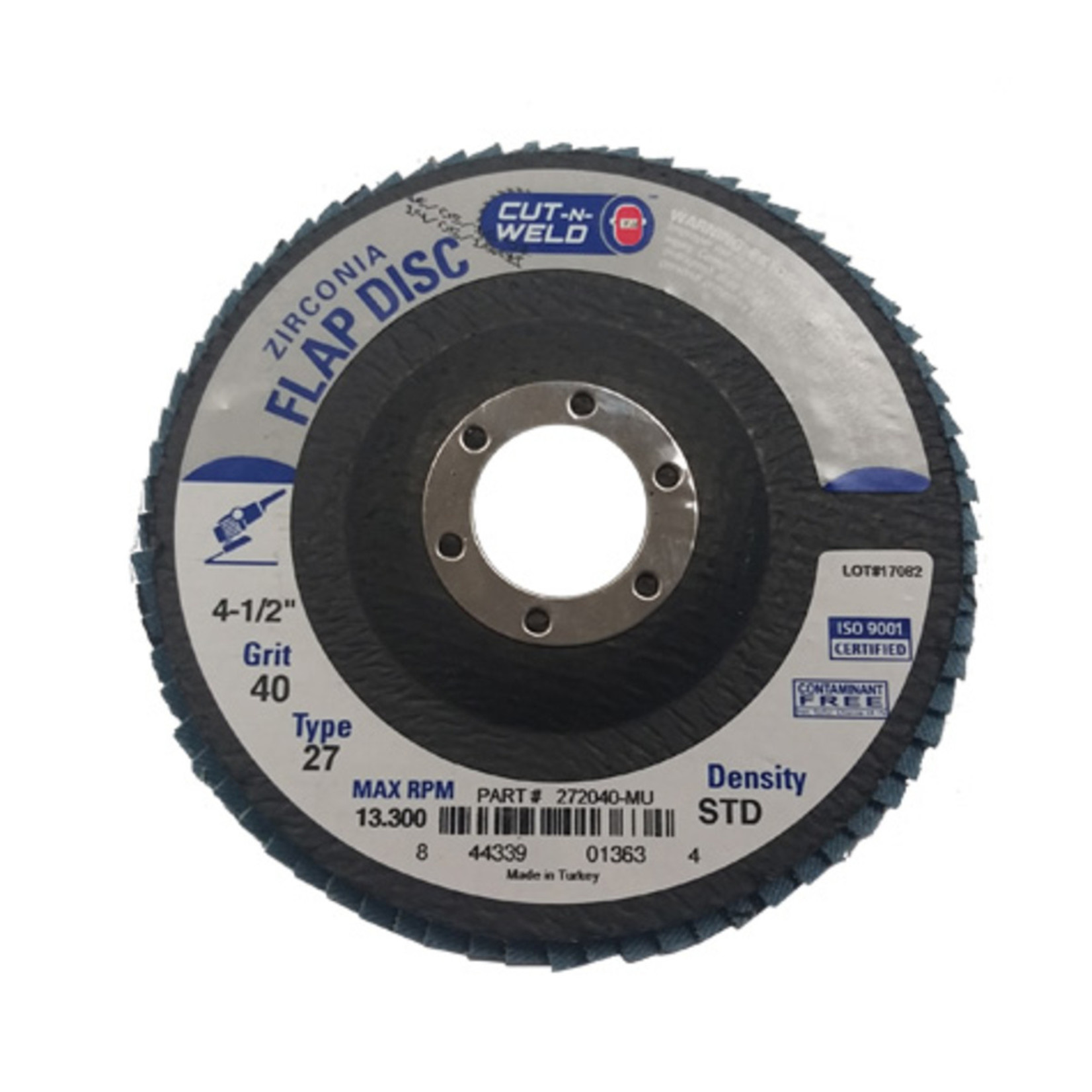 Cut-N-Weld CNW - T27 4.5" Flap Disc Grit 40 Standard