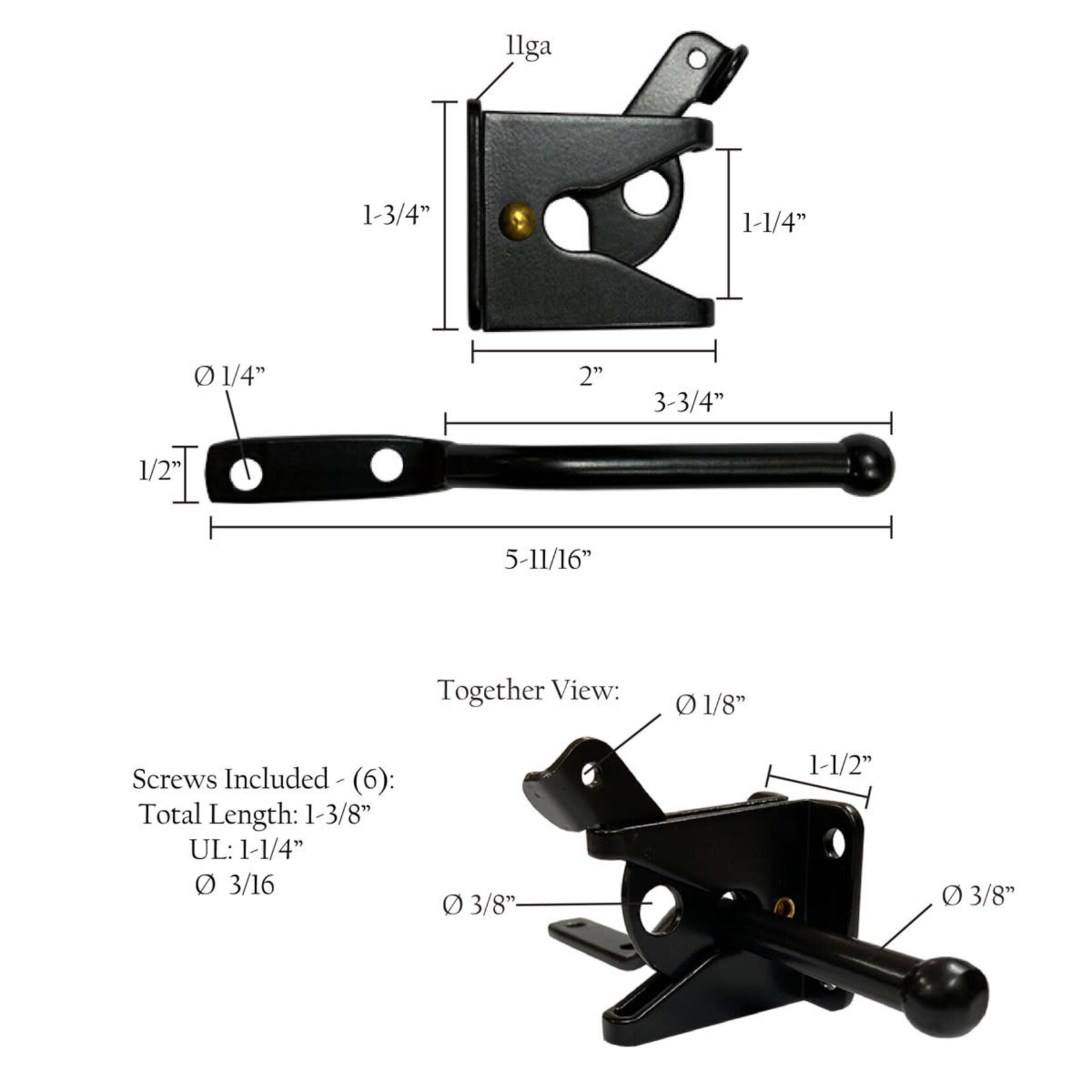 Gravity Gate Latch 2" Bolt-On - Powder Coat