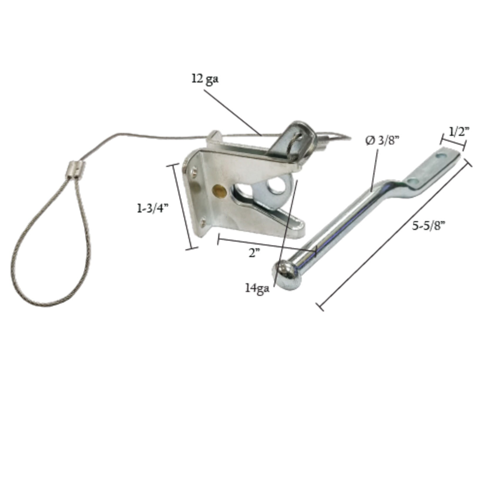 Gravity Gate Latch W/ Wire 2" Bolt-On - Zinc