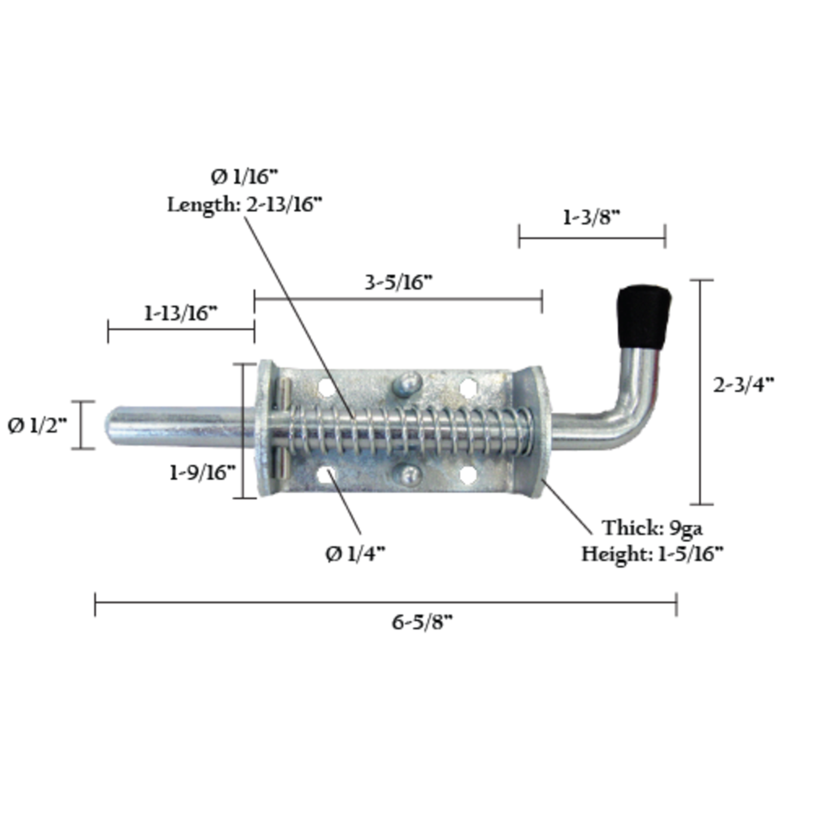 Spring Creek Spring Latch w/ Rubber Grip - Zinc Pl