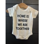 Modern Burlap Home is Where We Are Together Onesie 0-3M