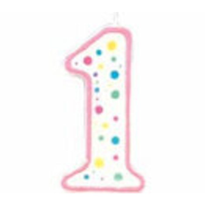Number 1 Pink Birthday candle by Wilton