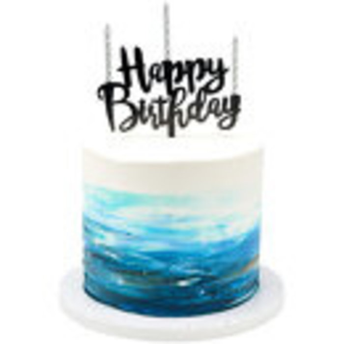 Happy Birthday Black Candle Holder