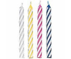Celebration Birthday Cake Candles in Assorted Striped Colors