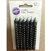 Black Birthday Cake Candles with White Dots