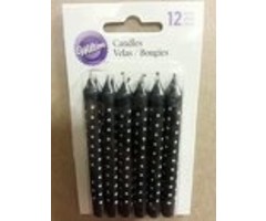 Black Birthday Cake Candles with White Dots