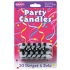 Black and White Stripes with Dots Birthday Cake Candles