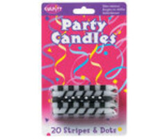 Black and White Stripes with Dots Birthday Cake Candles