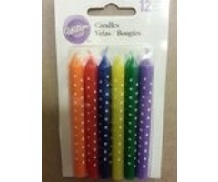 Multi Colored Birthday Cake Candles with White Dots