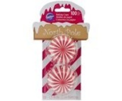 Mini Red and White Striped Christmas Cupcake Liners