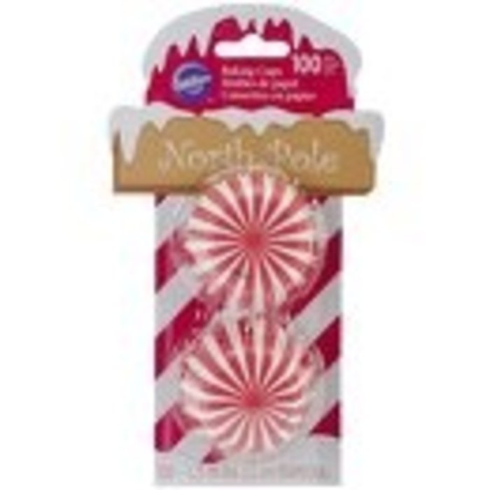 Mini Red and White Striped Christmas Cupcake Liners