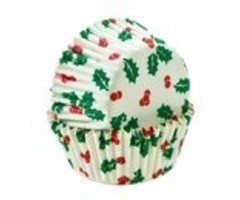 Mini Holly Christmas Cupcake Liners