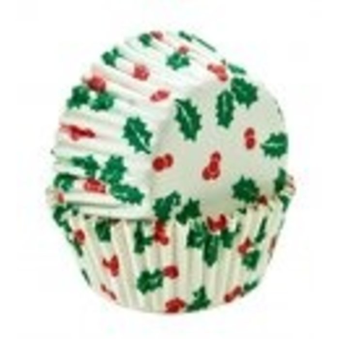 Mini Holly Christmas Cupcake Liners