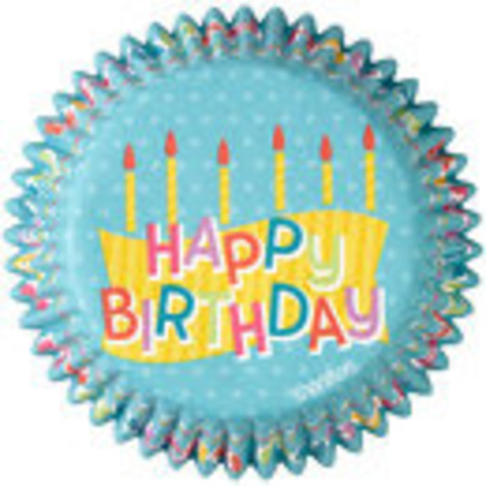 Happy Birthday Cupcake Liners Blue