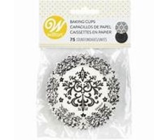 Damask and Black Cupcake Liners