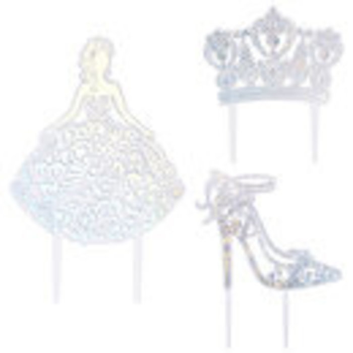Quinceanera Cake Topper Set Silver 3 Piece