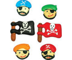 Pirate Themed Cupcake Toppers Edible Pirate Faces and Flags