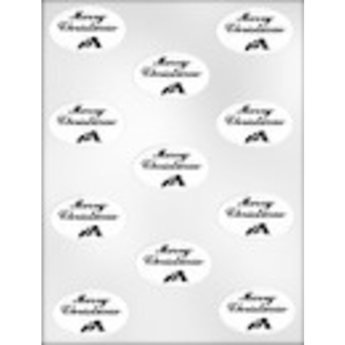 Merry Christmas Oval candy mold 1-7/8" 90-4022