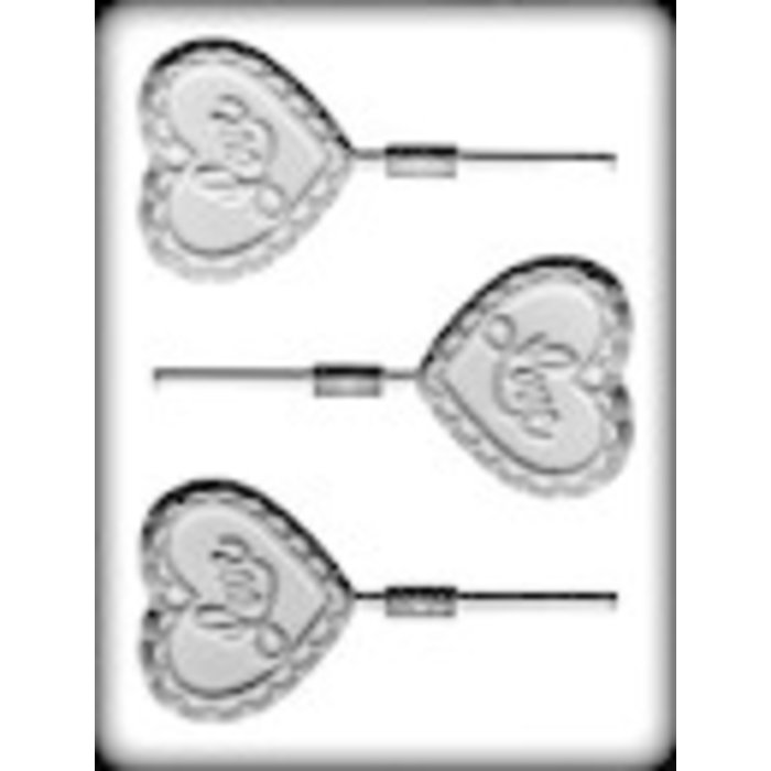 Love Heart Shaped Hard Candy Sucker Mold by Ck Products 8H-1218