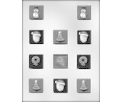 Christmas Designs on Squares Candy Mold  90-4114