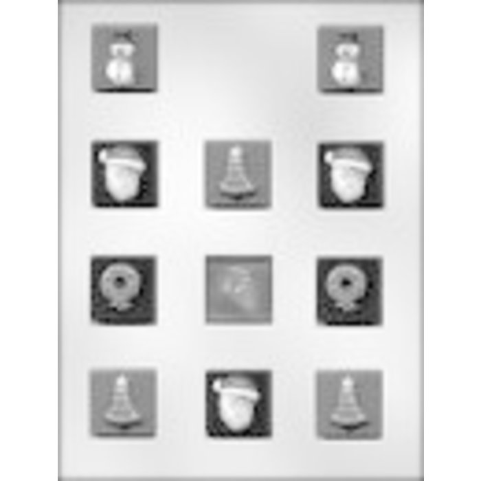 Christmas Designs on Squares Candy Mold  90-4114