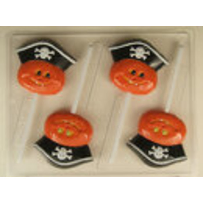 Jack O Lantern Shaped Candy Mold wearing a pirate hat H144