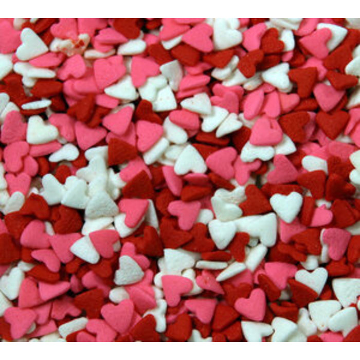Red, White and Pink Hearts Cupcake Sprinkles - Cookie Sprinkles  1 oz