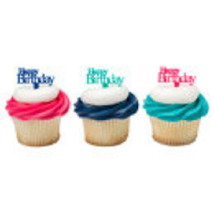 Happy Birthday Picks, Blue, Teal and Pink