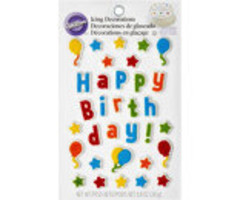 Happy Birthday Icing Decorations with Balloons and Stars