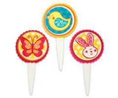 Bunny, Chick and Butterfly Easter Themed Cupcake Toppers