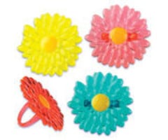 Gerber Daisy Shaped Cupcake Topper Rings