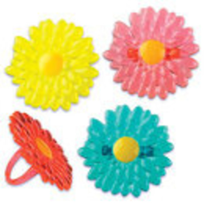 Gerber Daisy Shaped Cupcake Topper Rings