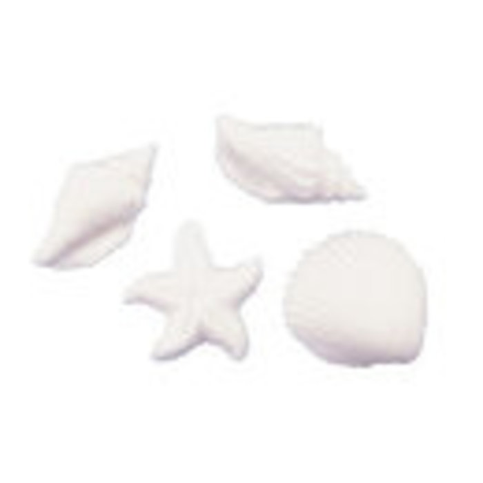 White Seashells and Starfish Edible Sugar Decorations