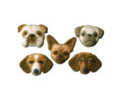 Dog Face Shaped Edible Sugar Cupcake Toppers