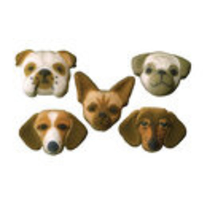 Dog Face Shaped Edible Sugar Cupcake Toppers