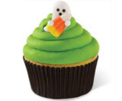 Ghost with Candy Corn Edible Halloween Cupcake Toppers by Wilton