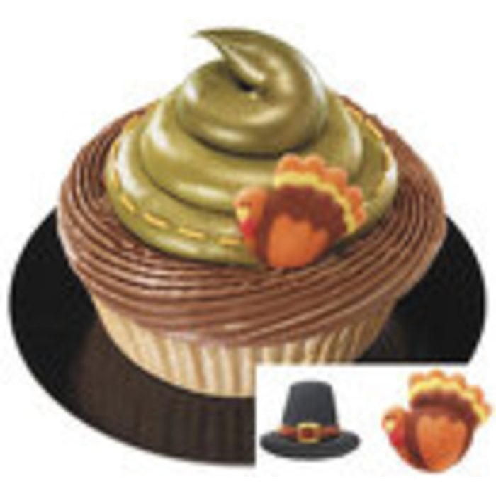 Turkey and Pilgrim Hat Edible Cupcake Toppers