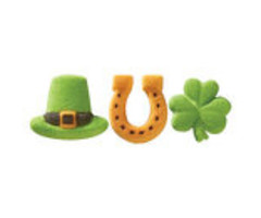 Good Luck Edible Cupcake Toppers Shamrock, Horseshoe and Hat