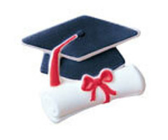 Graduation Hat & Scrolls Sugar Cupcake Toppers 3/4"