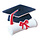 Graduation Hat & Scrolls Sugar Cupcake Toppers 3/4"