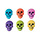 Colored Sugar Skull Halloween Cupcake Toppers
