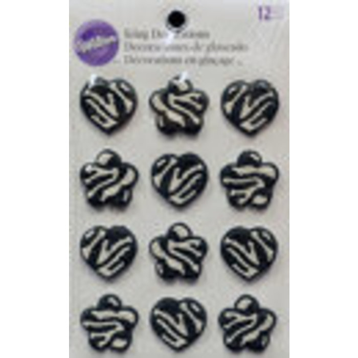 Zebra Flower and Heart Icing Decorations by Wilton