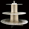 Silver colored cupcake stand that holds 24 cupcakes