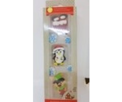 Santa, Penguin, Snowflakes and Elf Christmas Icing Decorations