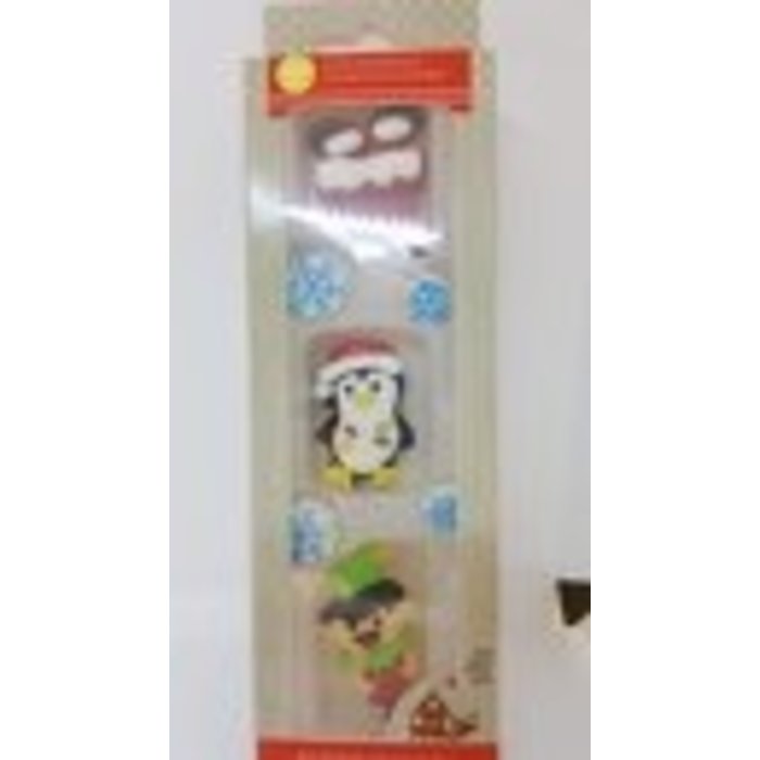 Santa, Penguin, Snowflakes and Elf Christmas Icing Decorations