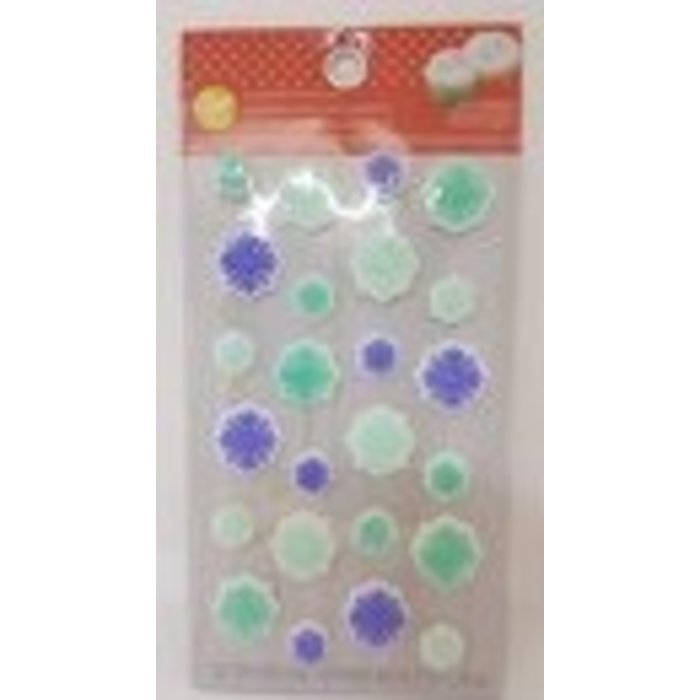 Mini Snowflake Icing Decorations Teal and Purple
