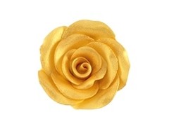 Gold colored Rose made out of gum paste 2"