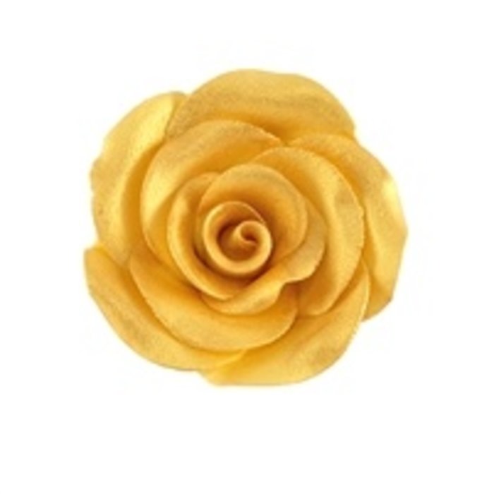 Gold colored Rose made out of gum paste 2"